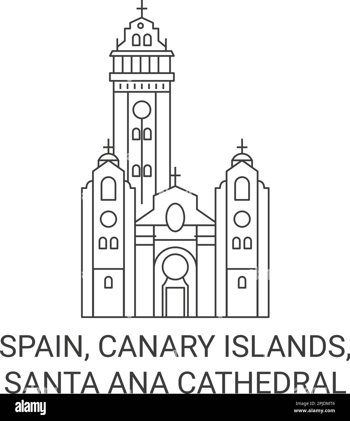 Spanien, Kanarische Inseln, Santa Ana Kathedrale reisen Wahrzeichen-Vektordarstellung Stock Vektor