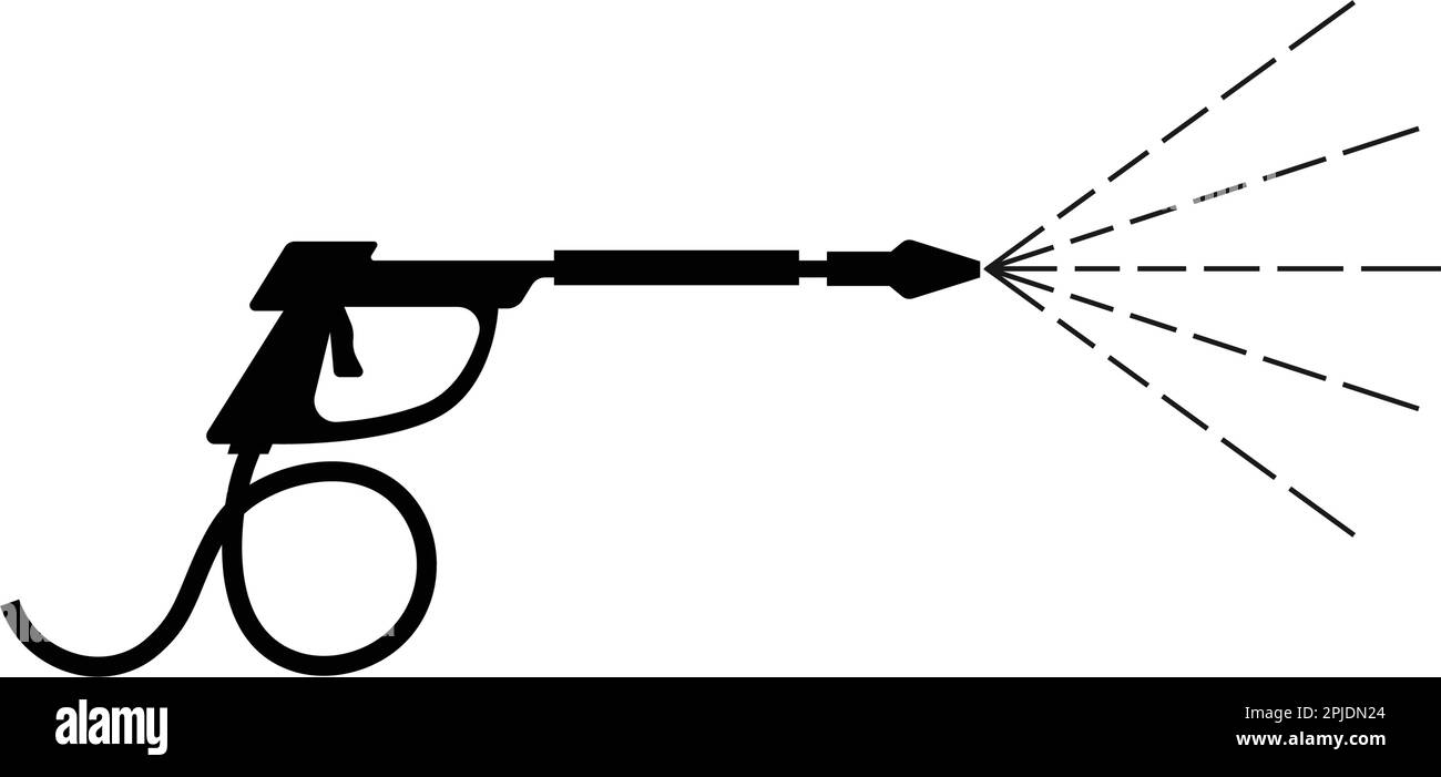 Logo-Vorlage für Druckwaschpistole. Reinigungsvektordesign. Illustration der Werkzeuge Stock Vektor