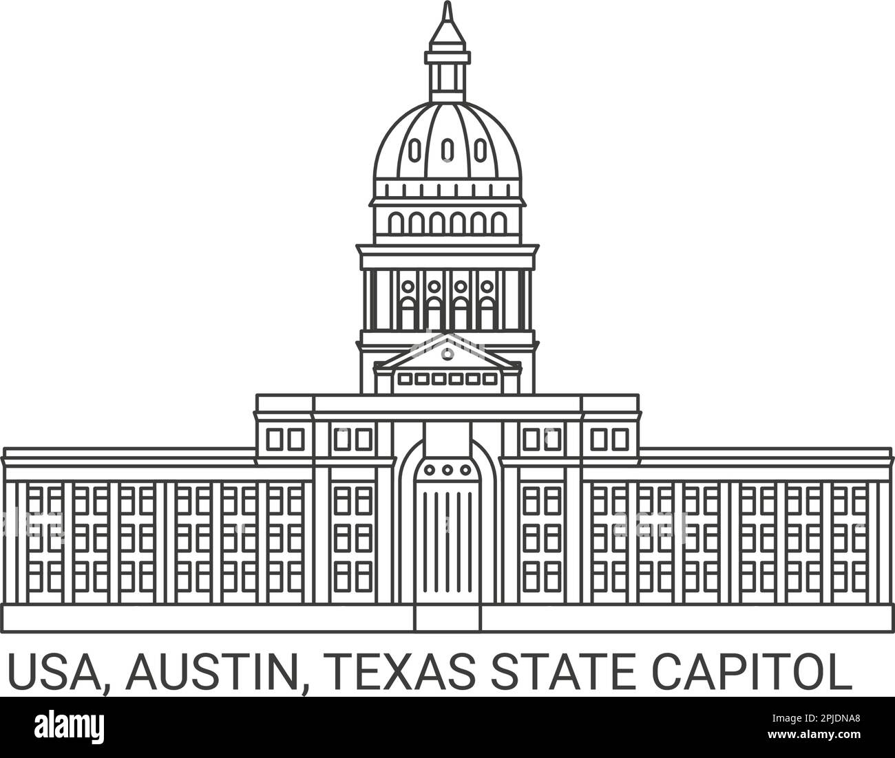 USA, Austin, Texas State Capitol, Reiseziel-Vektordarstellung Stock Vektor