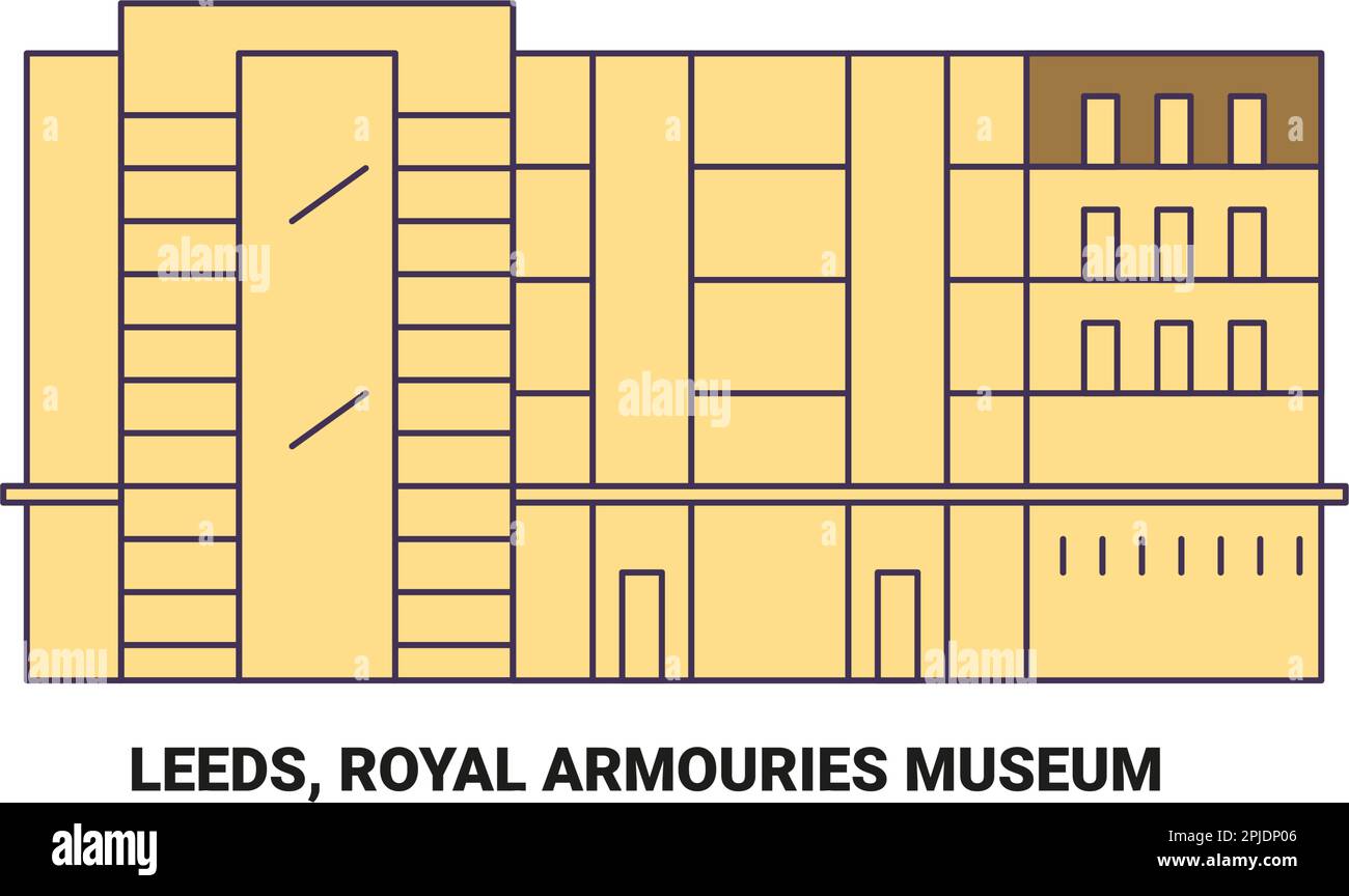 UK, Leeds, Royal Armouries Museum, Reise-Wahrzeichen-Vektordarstellung Stock Vektor