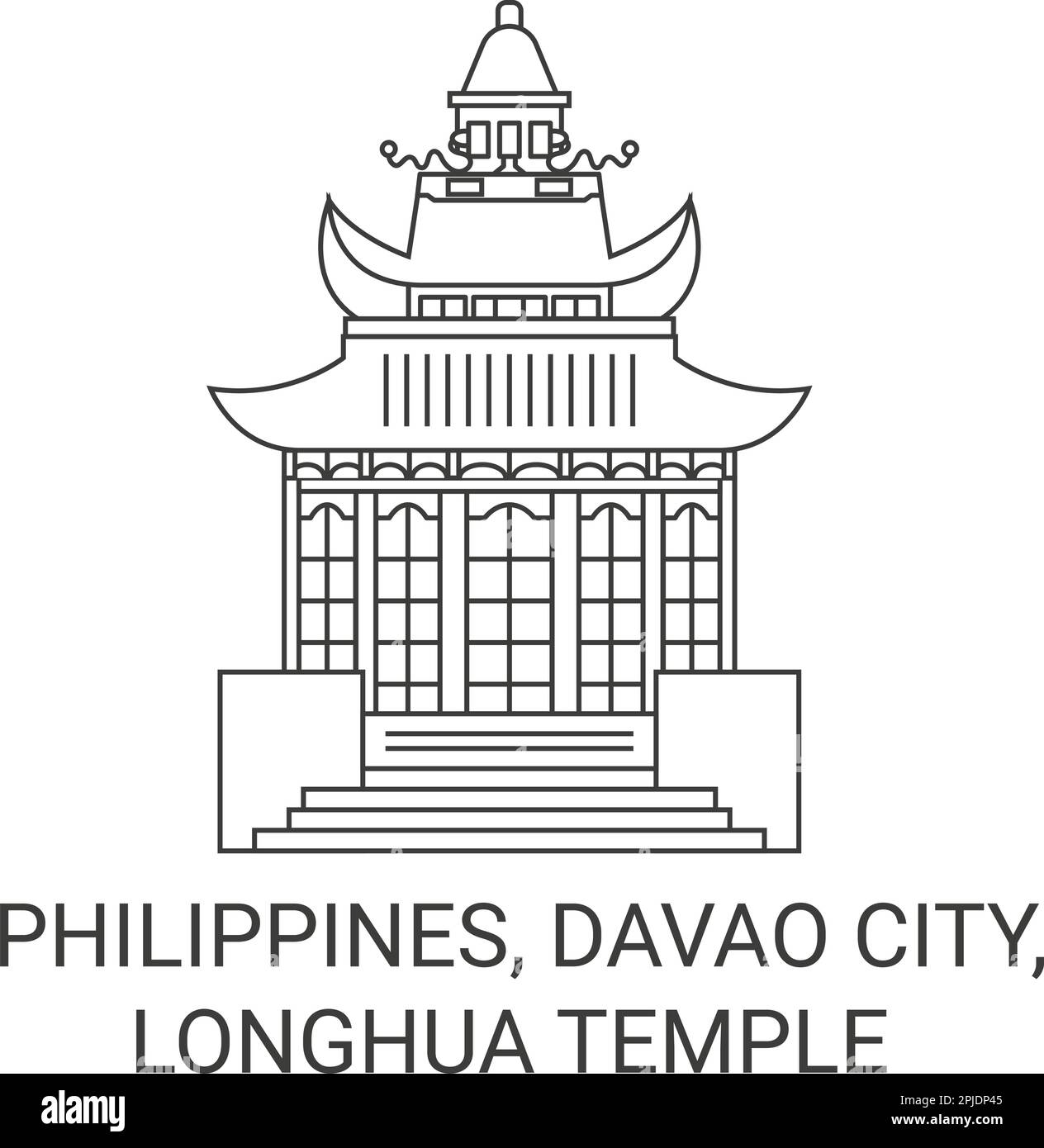 Philippinen, Davao City, Longhua Temple Reise-Wahrzeichen Vektordarstellung Stock Vektor