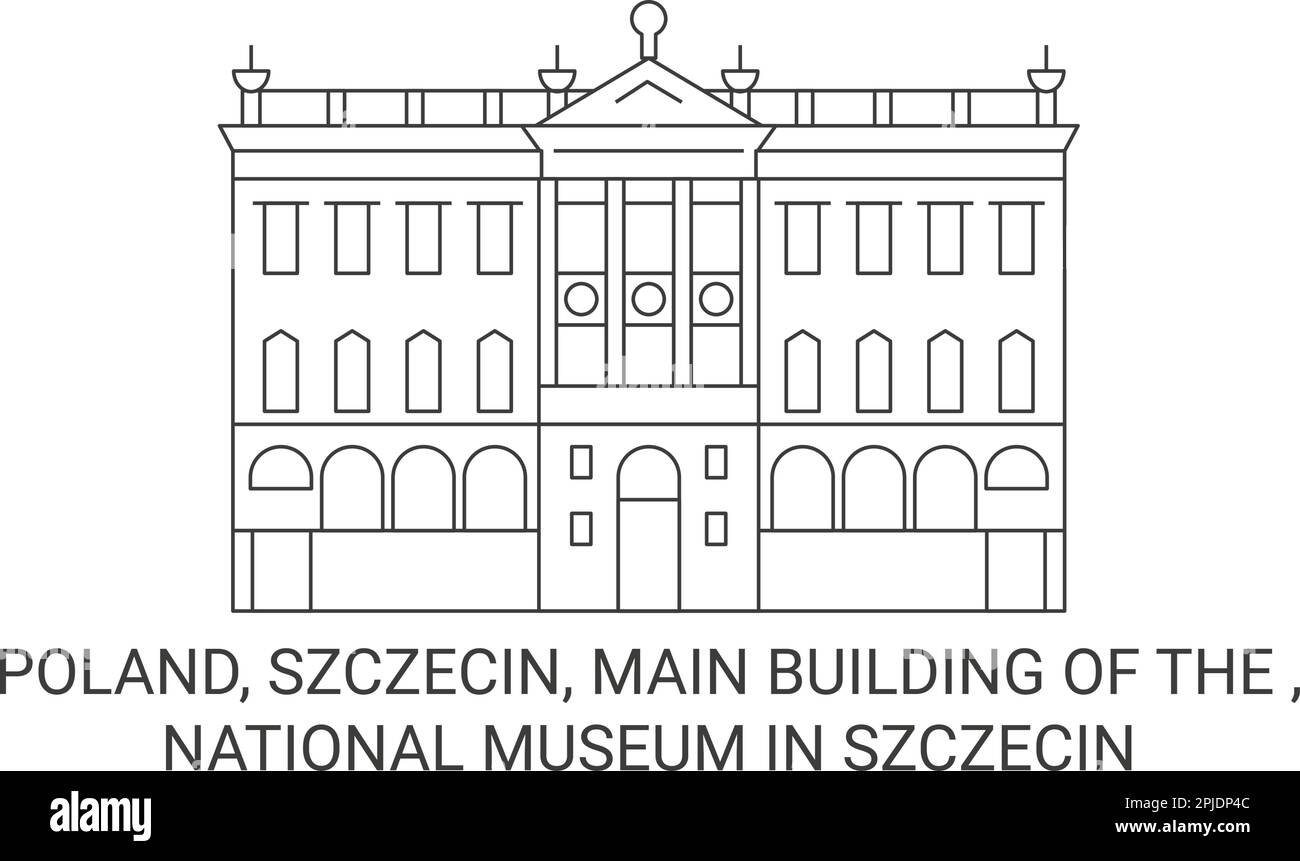 Polen, Szczecin, Hauptgebäude der , Nationalmuseum in Szczecin Reise Wahrzeichen Vektordarstellung Stock Vektor