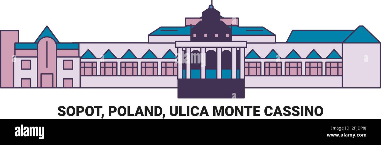 Polens, Sopot, Ulica Monte Cassino reisen Wahrzeichen Vektordarstellung Stock Vektor