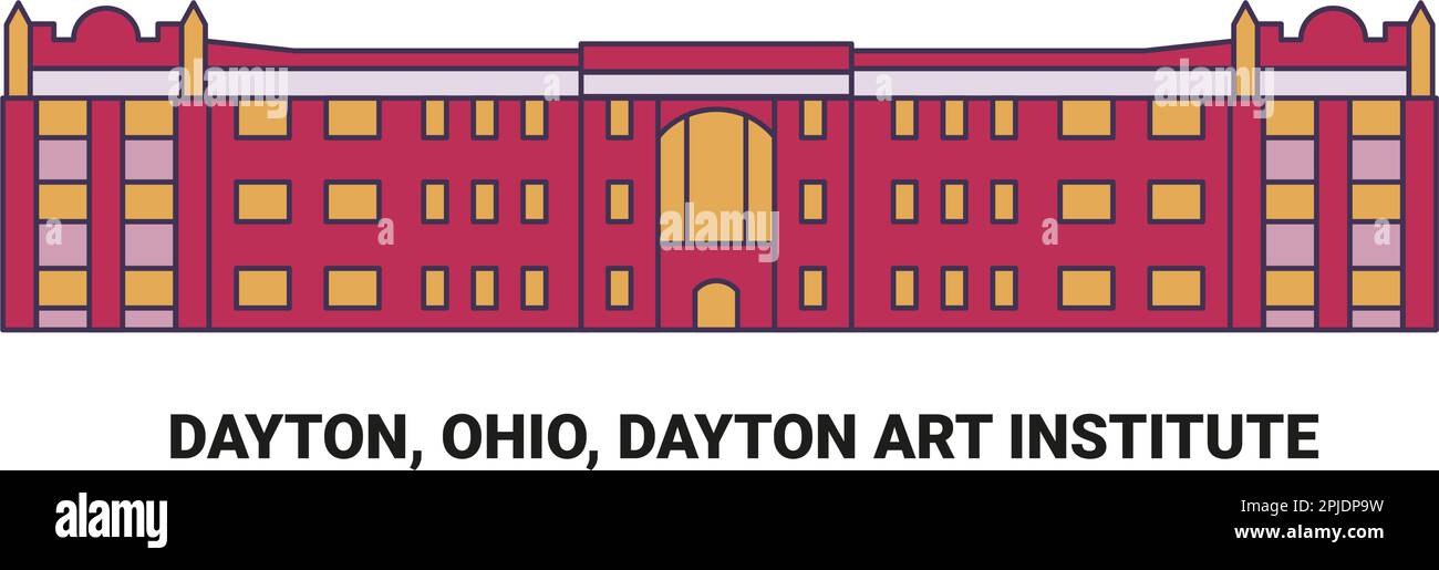 USA, Dayton, Ohio, Dayton Art Institute, Reise-Wahrzeichen-Vektordarstellung Stock Vektor