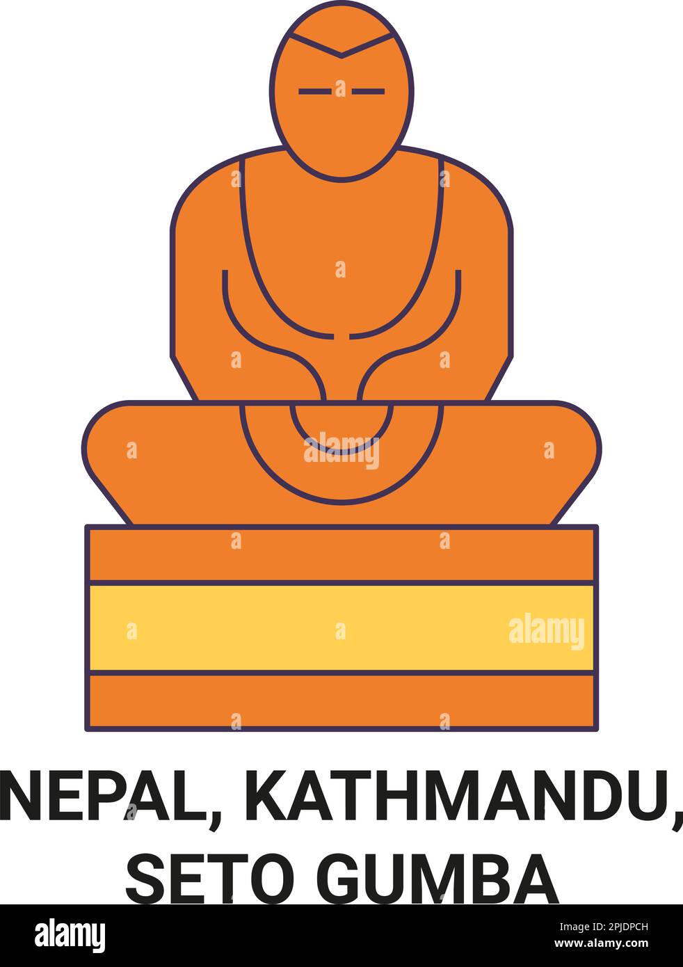 Nepal, Kathmandu, Seto Gumba Reise-Wahrzeichen-Vektordarstellung Stock Vektor