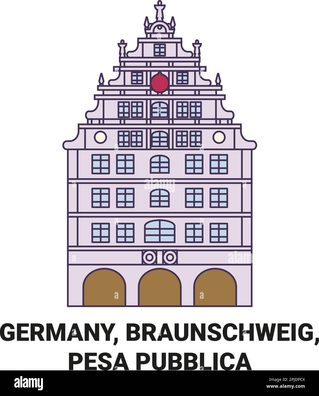 Deutschland, Braunschweig, Pesa Pubblica Reise Landmark Vektordarstellung Stock Vektor