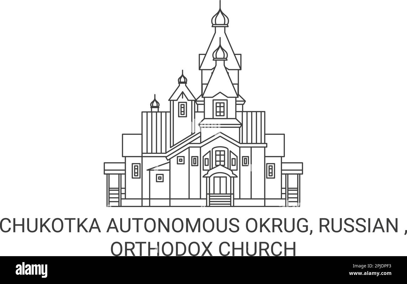 Russland, Autonomer Okrug von Tschukotka, orthodoxe Kirche reisen Wahrzeichen-Vektordarstellung Stock Vektor