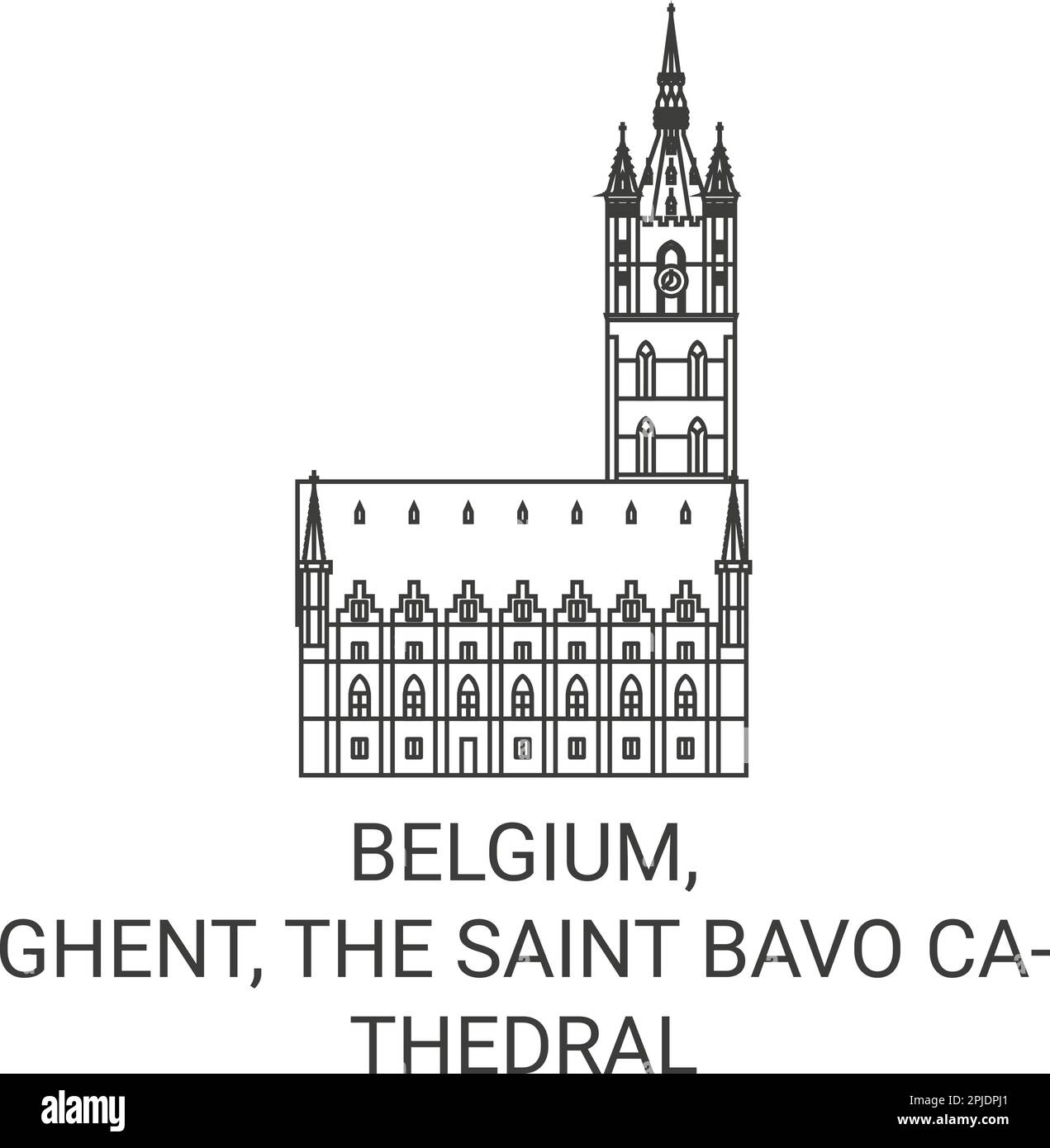 Belgien, Gent, die Kathedrale von Saint Bavo reisen als Vektorbild Stock Vektor