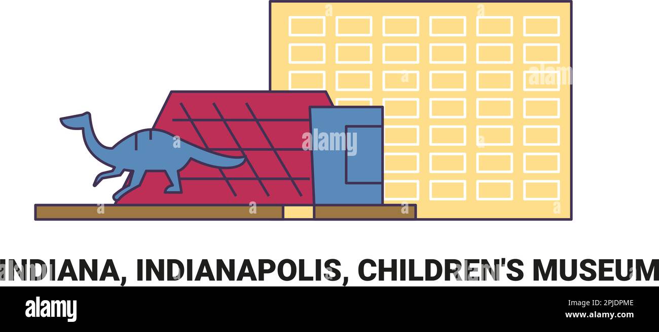 USA, Indiana, Indianapolis, Children's Museum, Reise-Wahrzeichen-Vektordarstellung Stock Vektor