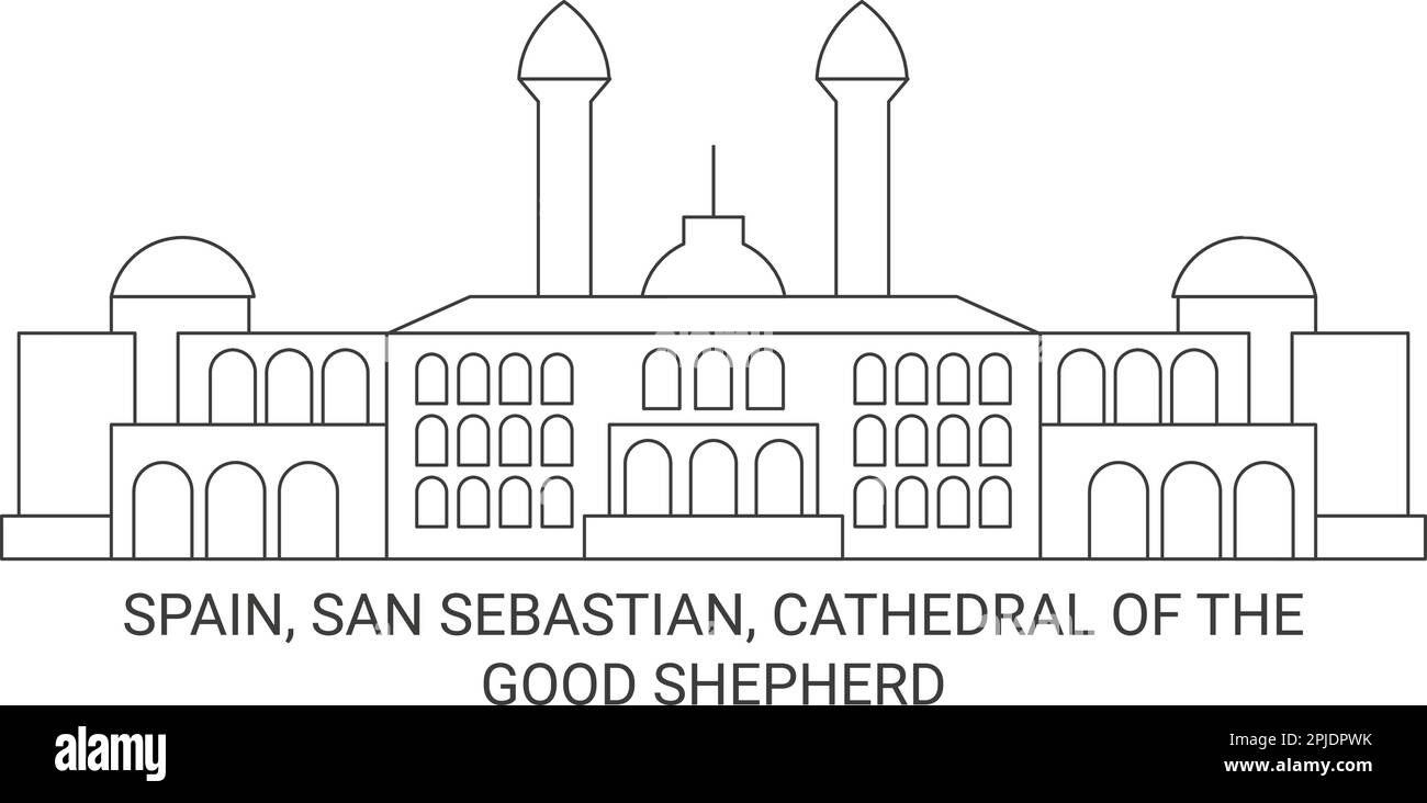 Spanien, San Sebastian, die Kathedrale des guten Hirten reisen als Vektorbild Stock Vektor