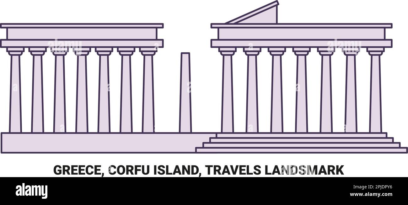 Griechenland, Korfu Insel, Reise Landsmark Reise Wahrzeichen Vektordarstellung Stock Vektor