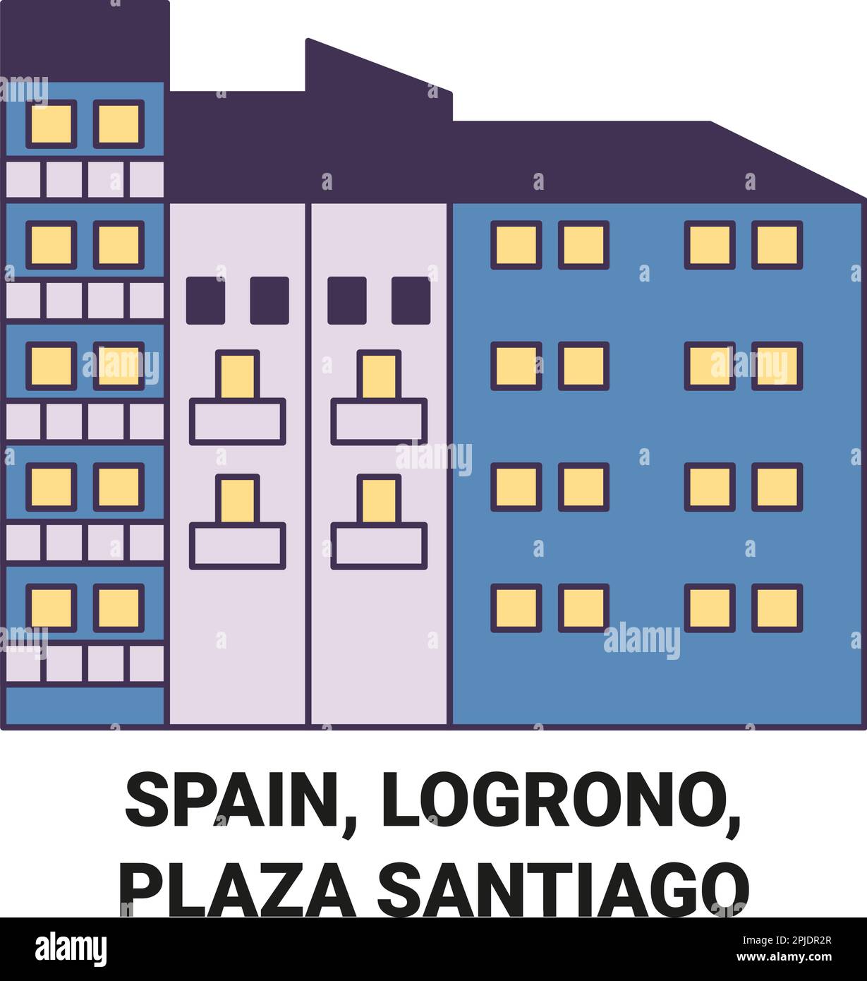 Spanien, Logrono, Plaza Santiago, Reise-Wahrzeichen-Vektordarstellung Stock Vektor