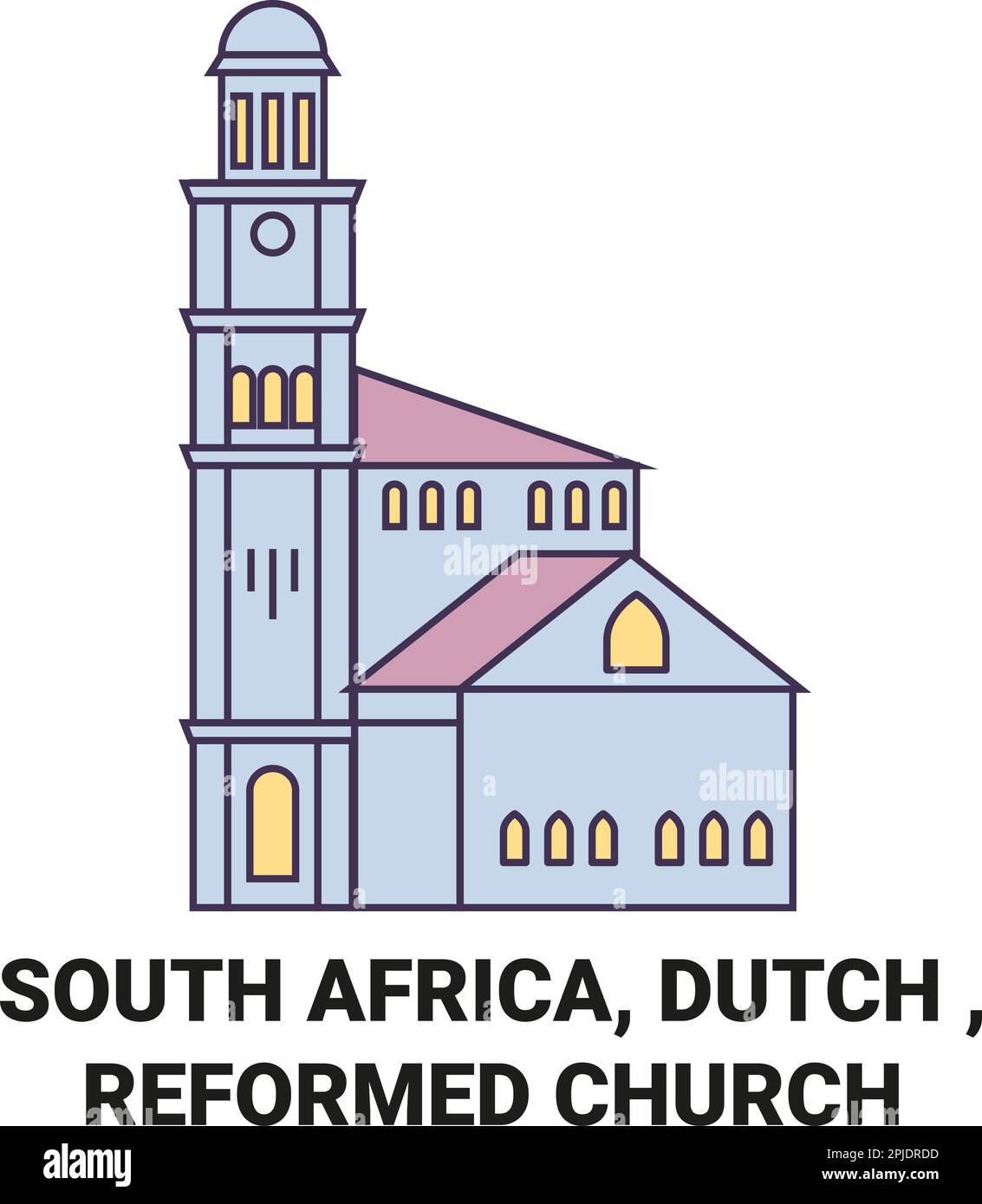 Südafrika, Niederländisch, Reformierte Kirche Reise-Wahrzeichen-Vektordarstellung Stock Vektor