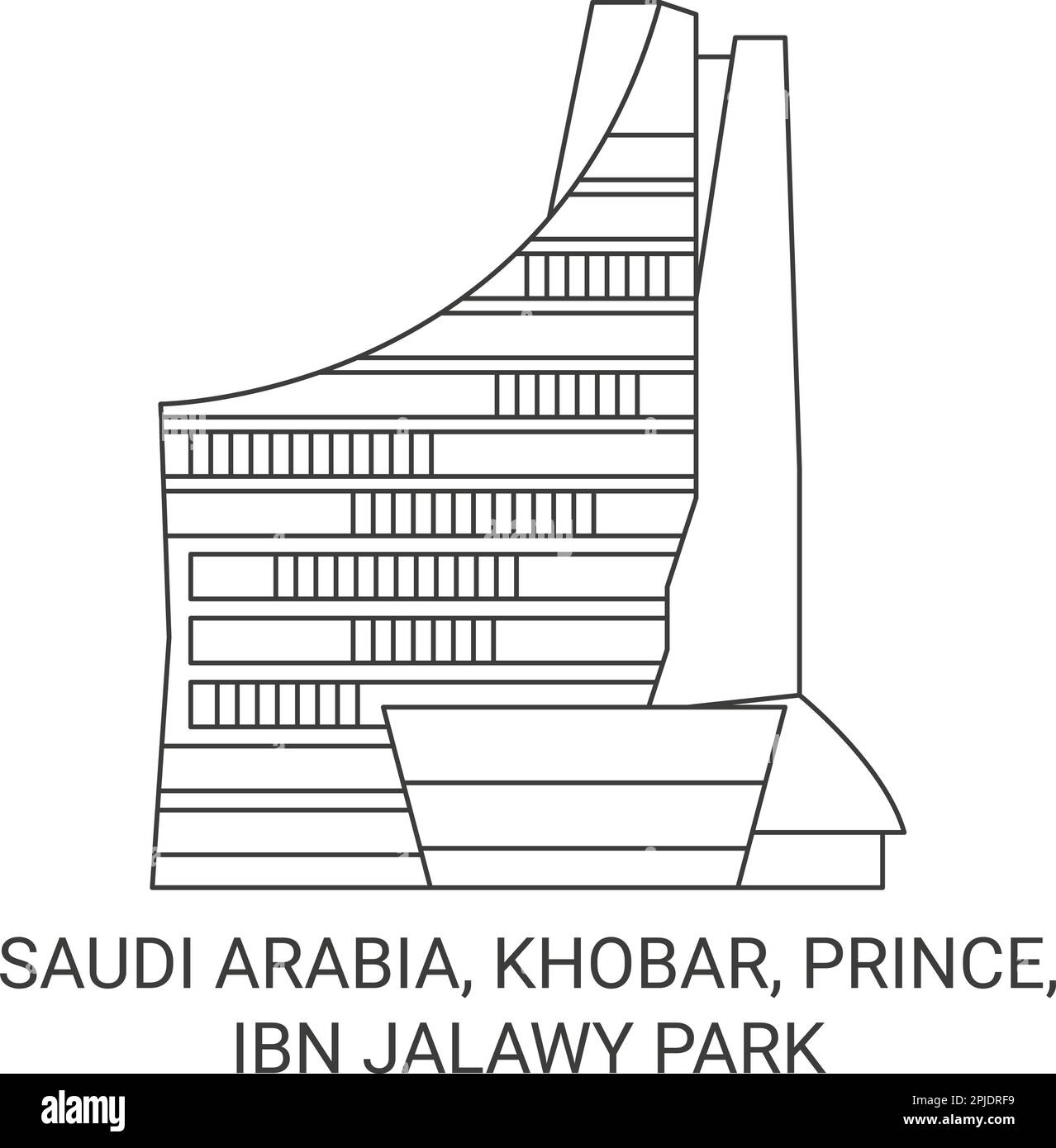 Saudi-Arabien, Khobar, Prince, Ibn Jalawy Park Reise-Wahrzeichen-Vektordarstellung Stock Vektor