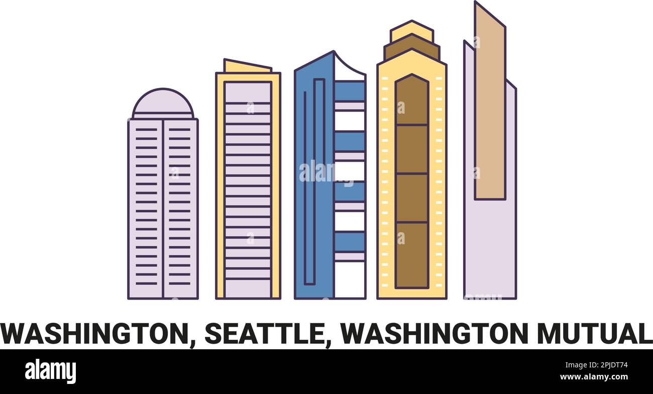 USA, Washington, Seattle, Washington Mutual, Reise-Landmarke-Vektordarstellung Stock Vektor