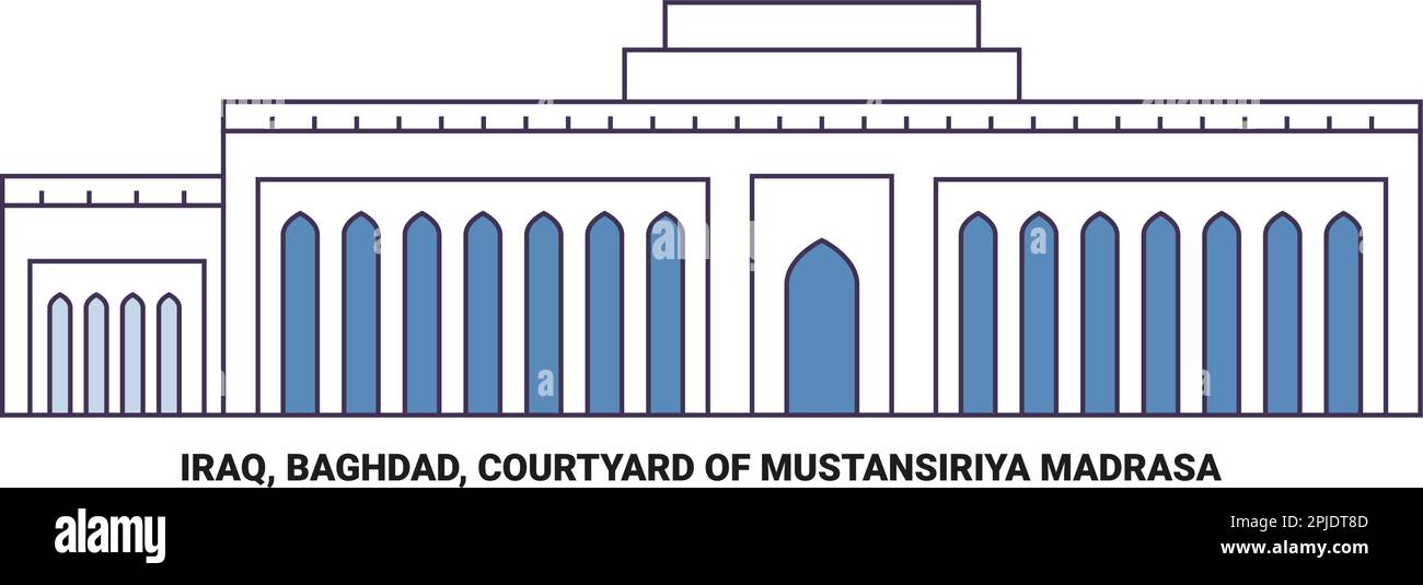 Irak, Bagdad, Courtyard of Mustansiriya Madrasa Reise-Wahrzeichen-Vektordarstellung Stock Vektor