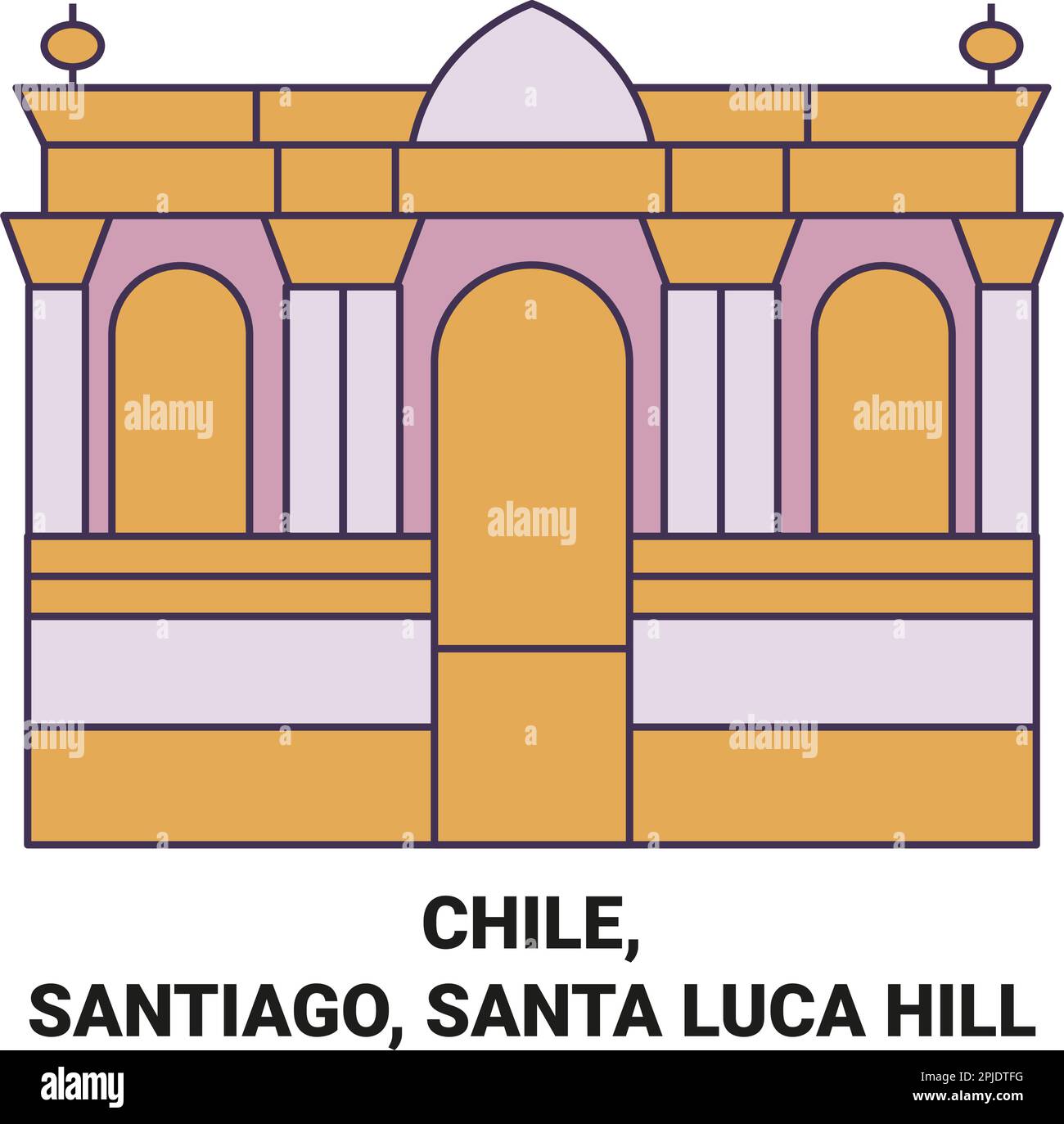 Chile, Santiago, Santa Luca Hill Reise-Vektordarstellung Stock Vektor