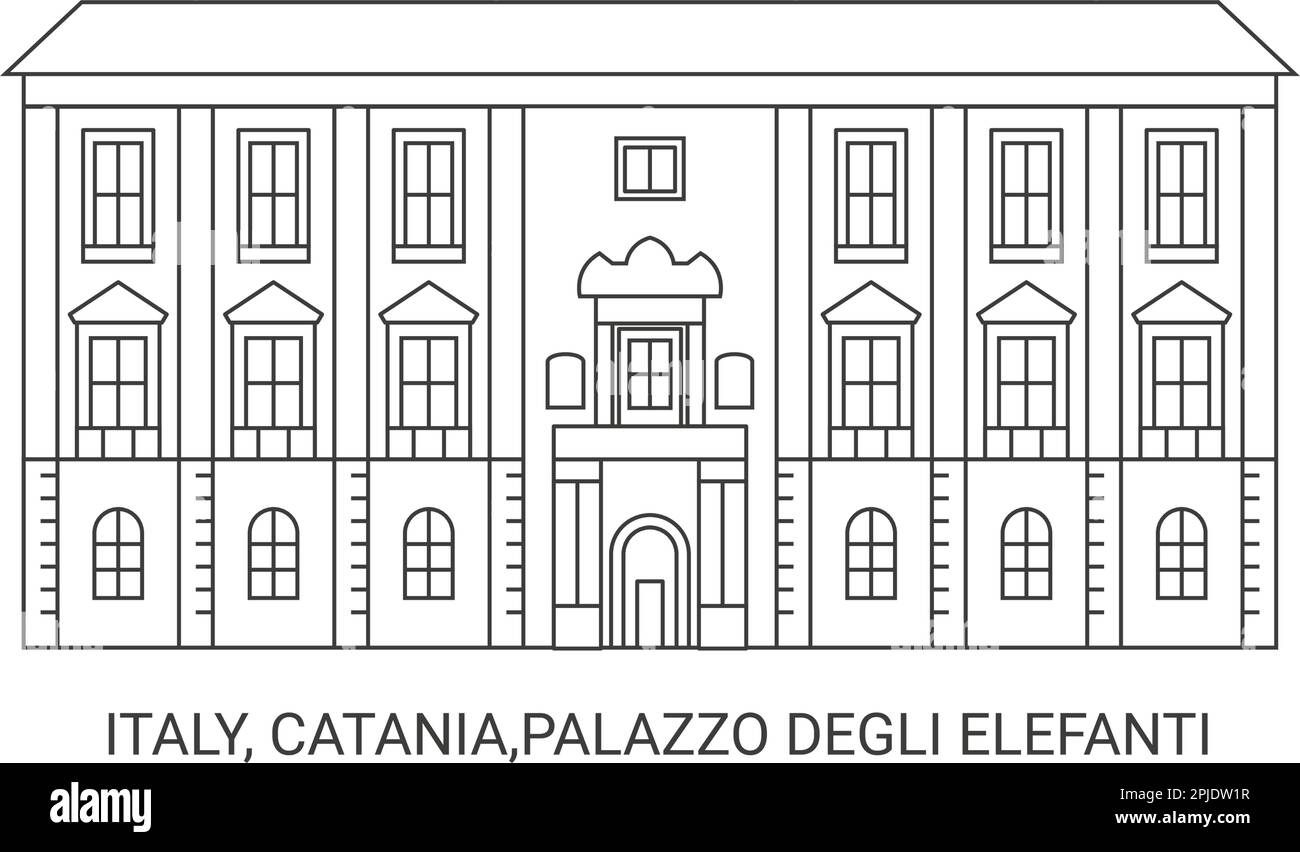 Italien, Catania, Palazzo Degli Elefanti, Reise-Wahrzeichen-Vektordarstellung Stock Vektor