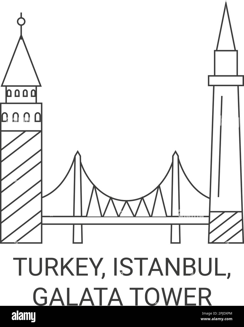 Türkei, Istanbul, Galata-Turm Reise-Wahrzeichen-Vektordarstellung Stock Vektor