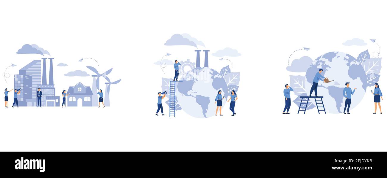 Industrielles Infografik-Template, Konzept der Umwelt- und Naturverschmutzung, Umweltverschmutzung, Emission schädlicher Fabriken, Flachvektor Stock Vektor