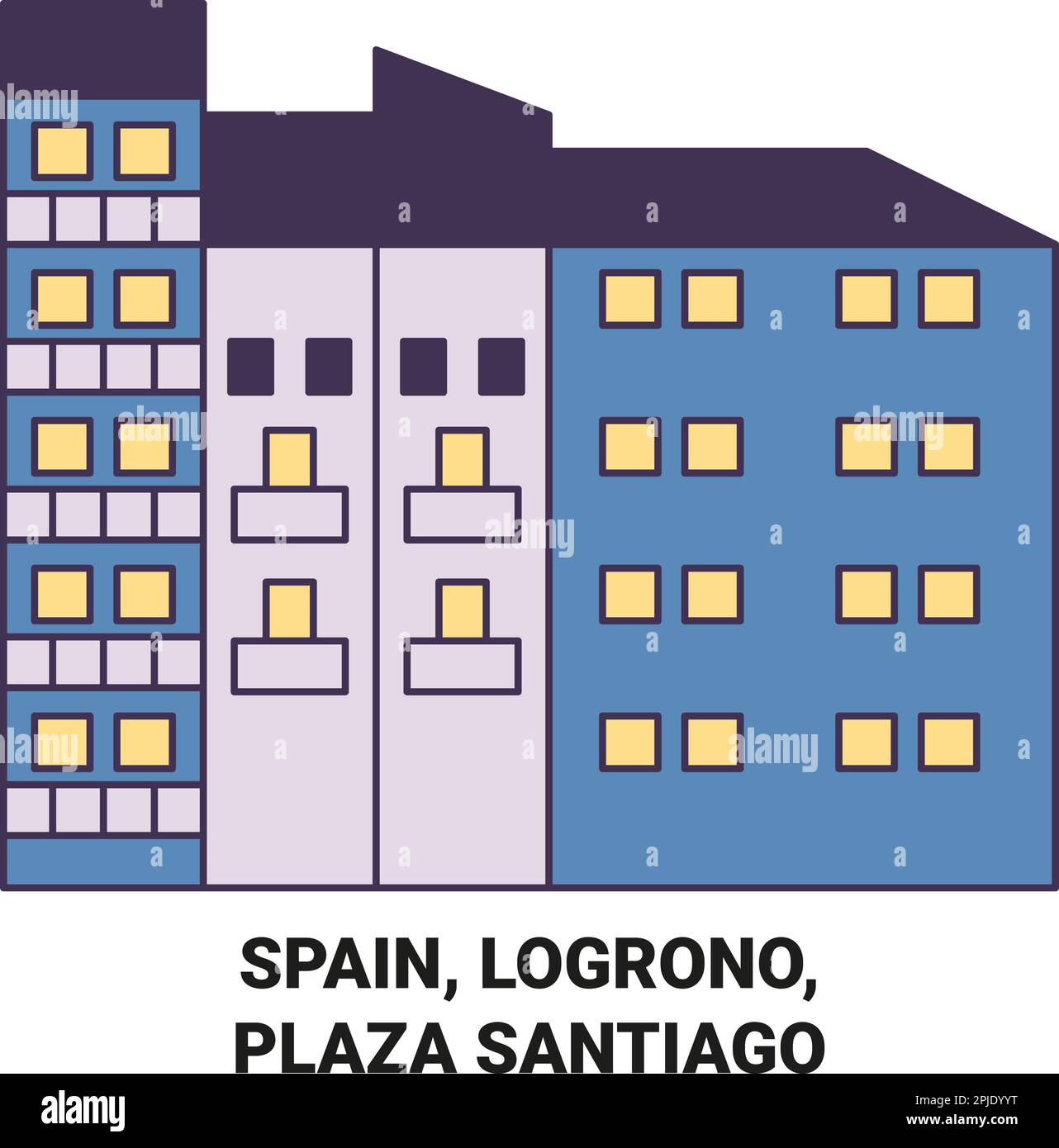 Spanien, Logrono, Plaza Santiago reisen als Vektorbild Stock Vektor