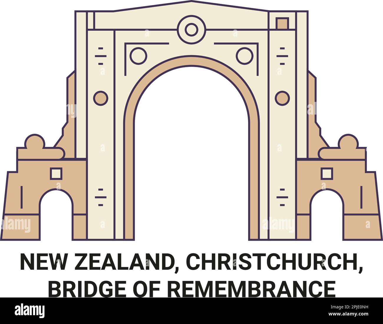 Neuseeland, Christchurch, Brücke der Erinnerung reisen Wahrzeichen Vektordarstellung Stock Vektor