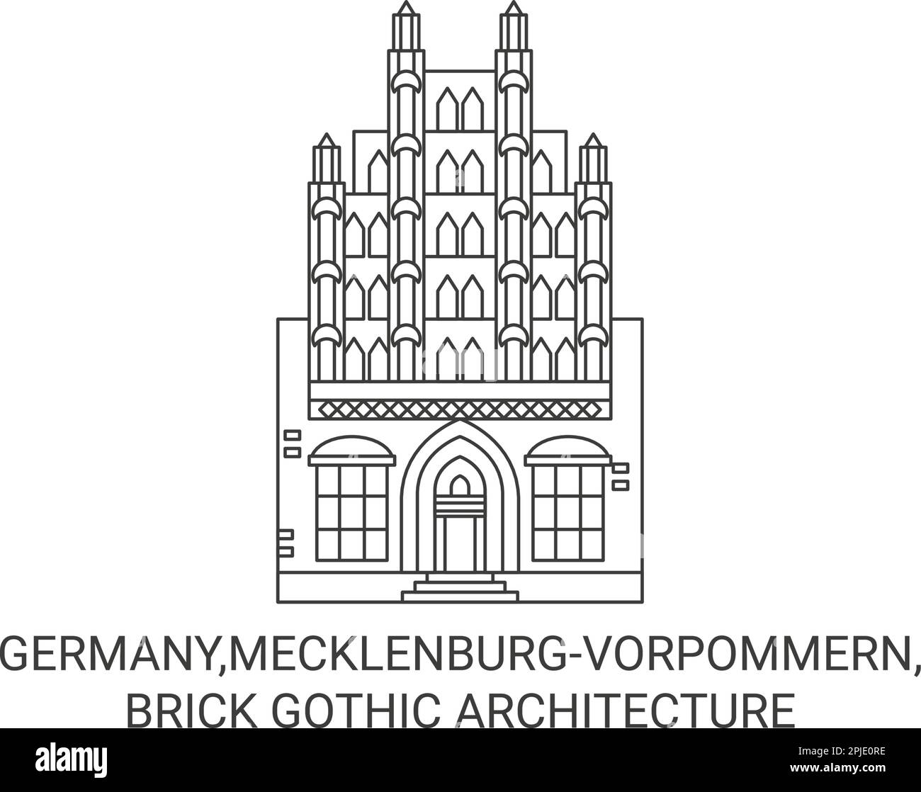 Deutschland, Mecklenburgvorpommern, Brick Gothic Architecture Reise Landmark Vektordarstellung Stock Vektor