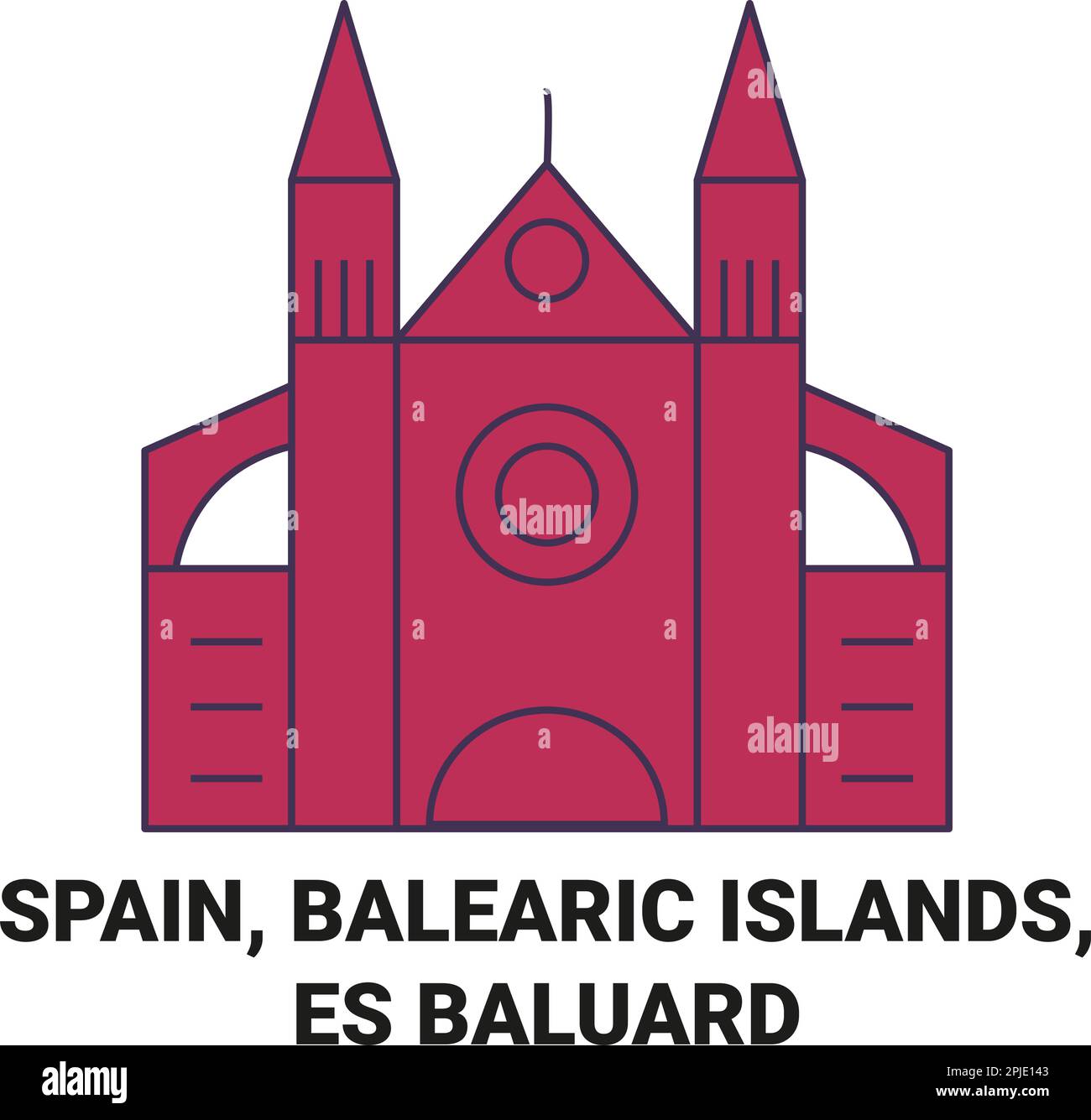 Spanien, Balearen, Es Baluard reisen als Vektordarstellung Stock Vektor