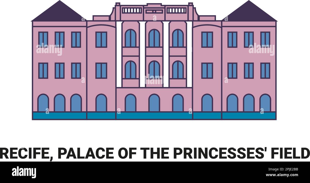 Brasilien, Recife, Palast des Prinzessinnen-Feldes, Reise-Wahrzeichen-Vektor-Illustration Stock Vektor