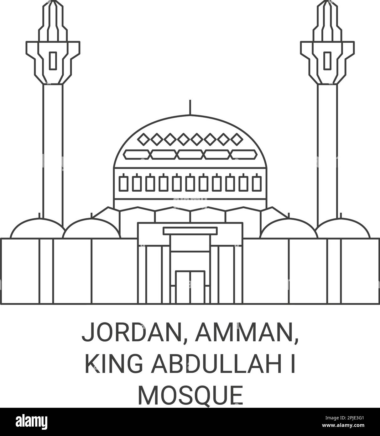 Jordanien, Amman, König Abdullah I Moschee reisen als Vektorbild Stock Vektor