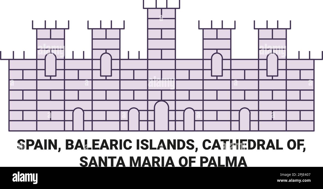 Spanien, Balearen, Kathedrale, Santa Maria von Palma reisen als Vektorbild Stock Vektor