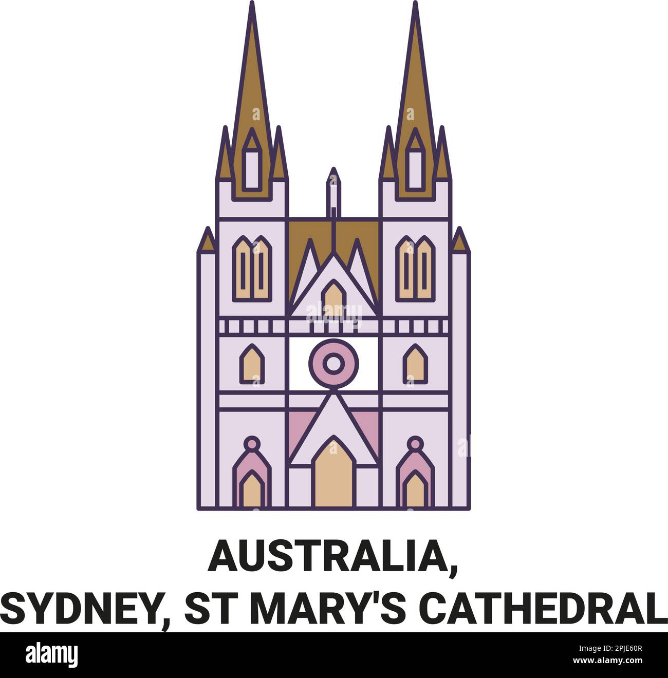 Australien, Sydney, St. Mary's Cathedral, Reiseziel Vektordarstellung Stock Vektor