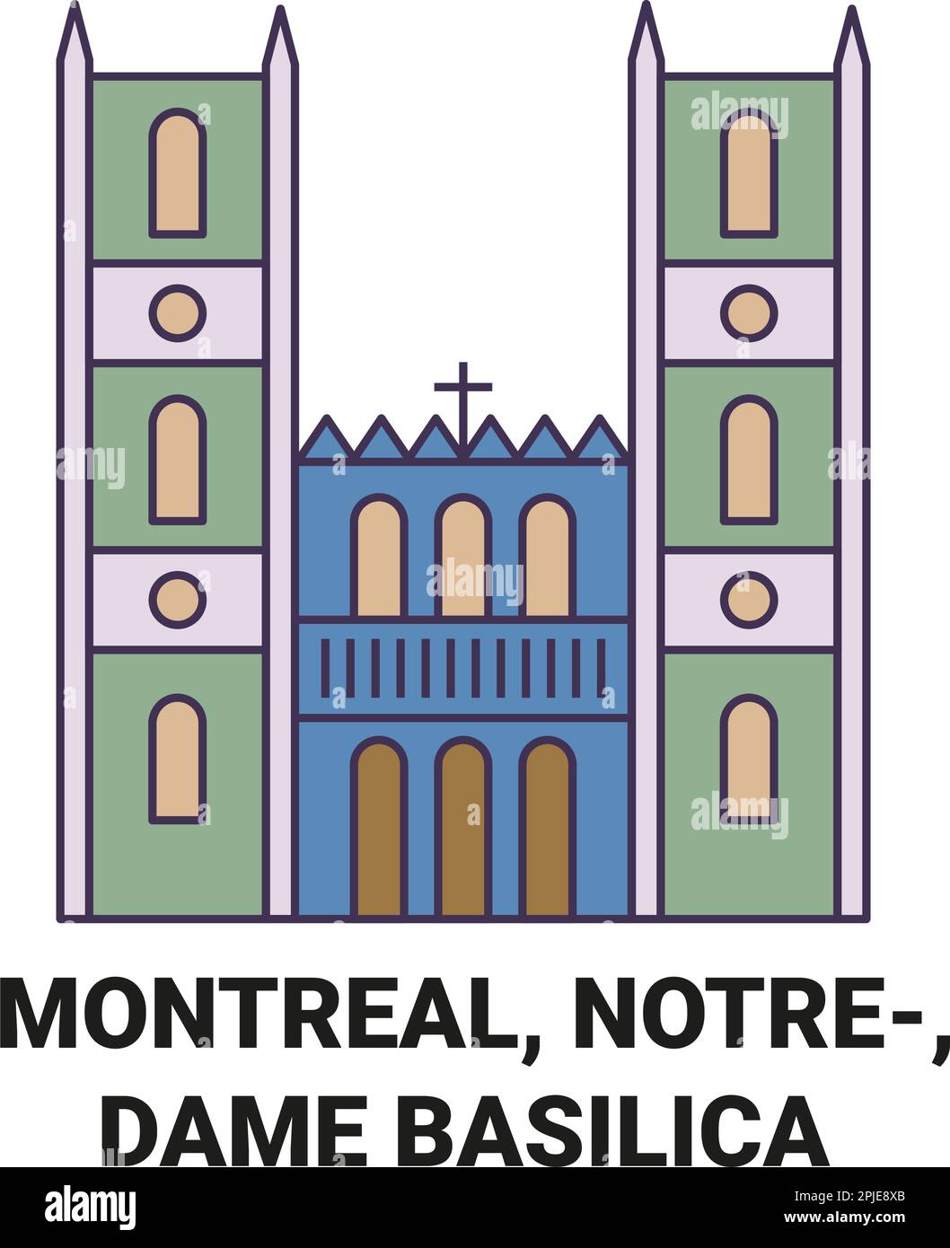 Kanada, Montreal, Notredame Basilika Reise Wahrzeichen Vektordarstellung Stock Vektor