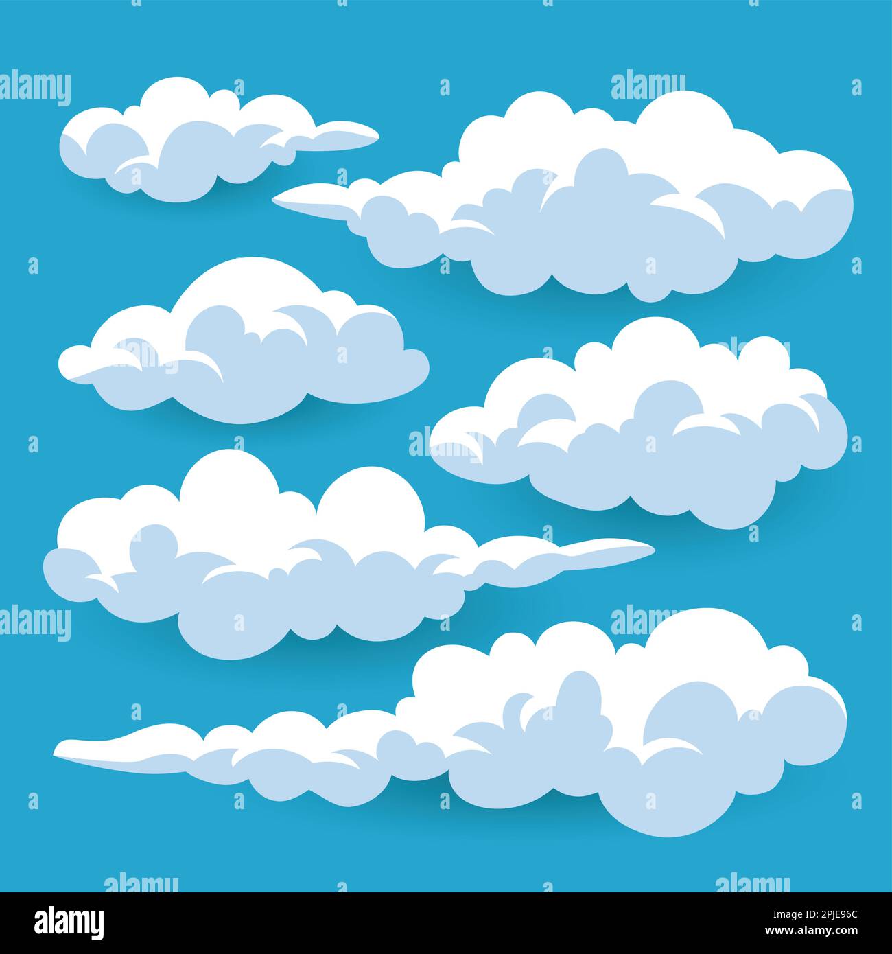 Ein großer Satz von Vektor-Cartoon-Wolken. 6 verschiedene Wolken. Stock Vektor