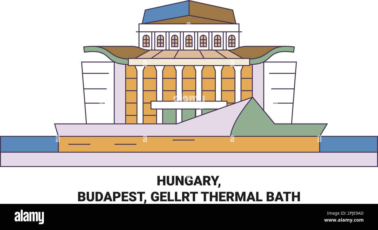 Ungarn, Budapest, Gellrt Thermalbad Reise Wahrzeichen Vektordarstellung Stock Vektor
