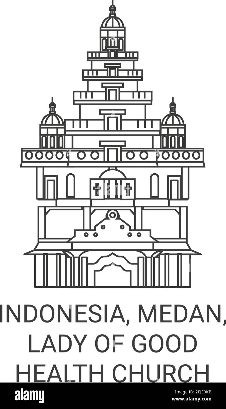 Indonesien, Medan, Lady of Good Health Kirche Reise Landmark Vector Illustration Stock Vektor
