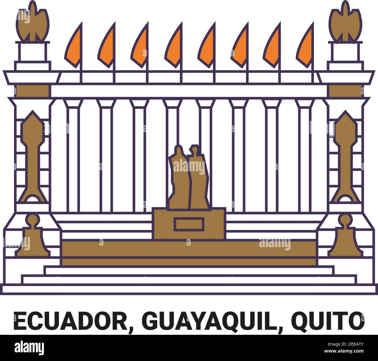 Ecuador, Guayaquil, Quito, Malecn 000. Vektordarstellung für Reiseziele Stock Vektor