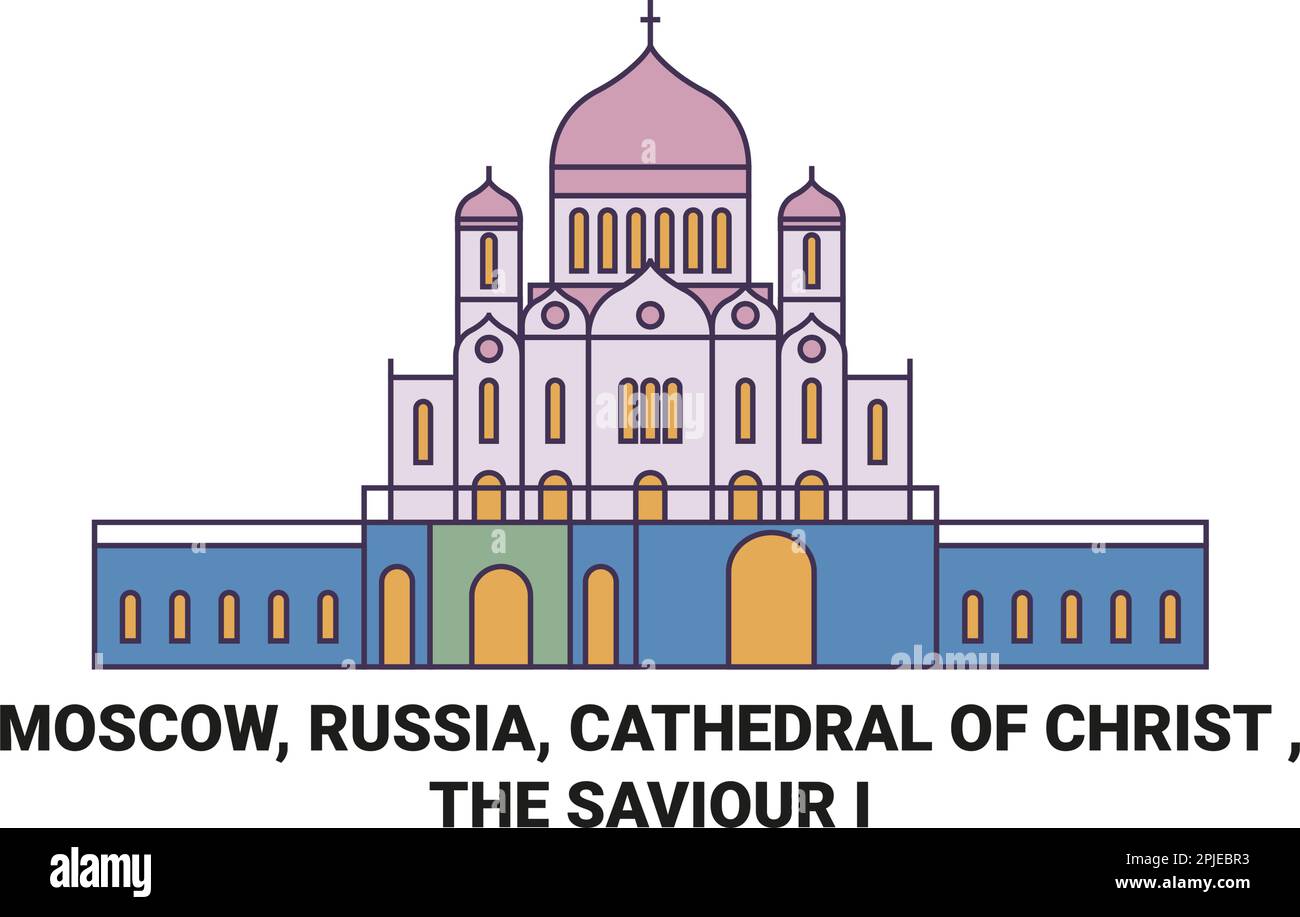Russland, Moskau, Christuskathedrale, der Erlöser, ich Reise Wahrzeichen-Vektor-Illustration Stock Vektor