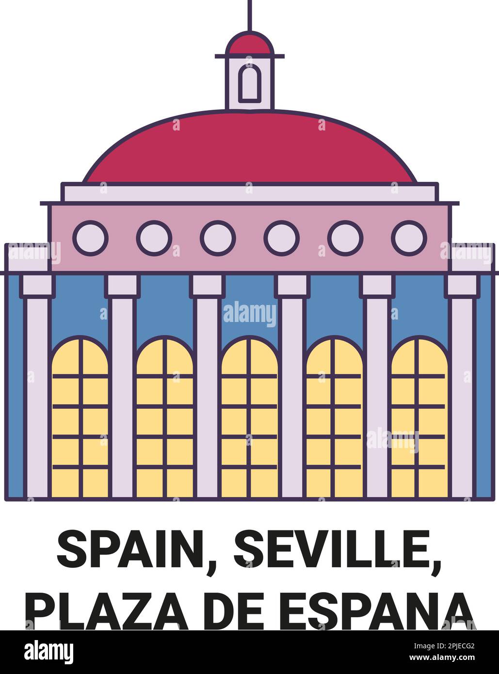 Spanien, Sevilla, Plaza De Espaa reisen Wahrzeichen Vektordarstellung Stock Vektor
