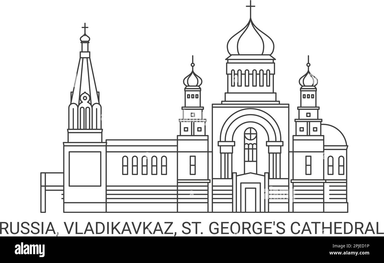 Russland, Wladikavkaz, St. George's Cathedral, Reise-Wahrzeichen-Vektor-Illustration Stock Vektor