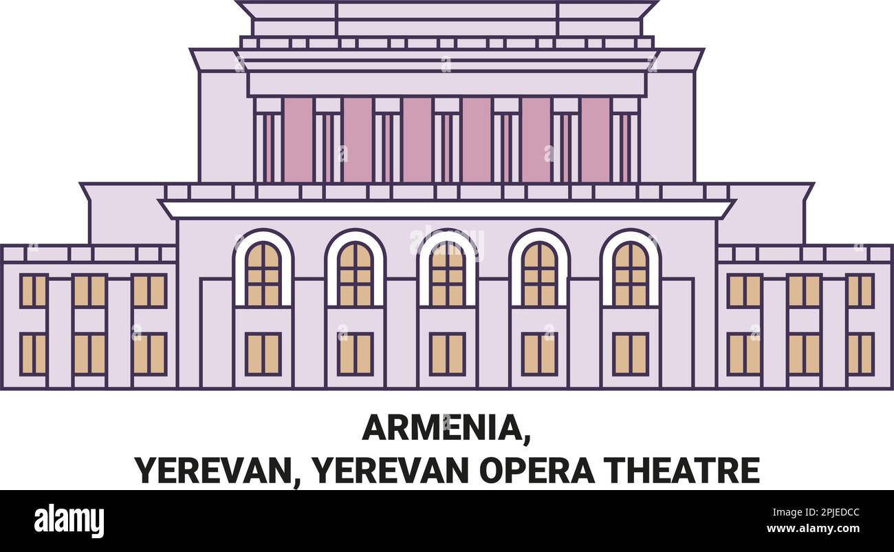 Armenien, Eriwan, Eriwan Operntheater Reise Wahrzeichen Vektordarstellung Stock Vektor