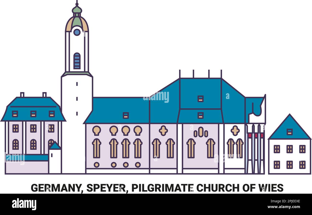 Deutschland, Speyer, Pilgrimate Church of Wies reisen als Vektorbild Stock Vektor
