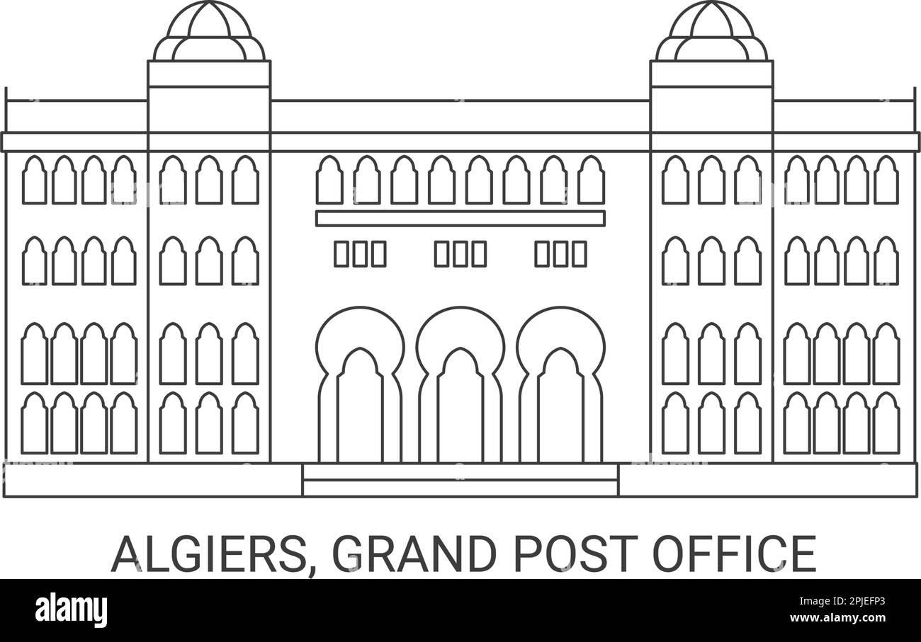 Algier, Grand Post Office, Reise-Wahrzeichen-Vektordarstellung Stock Vektor