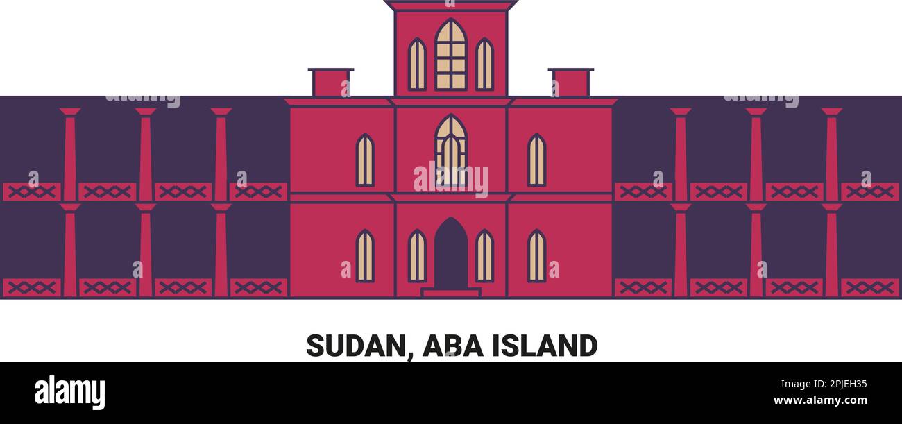 Sudan, Aba Island, Reise-Wahrzeichen-Vektordarstellung Stock Vektor
