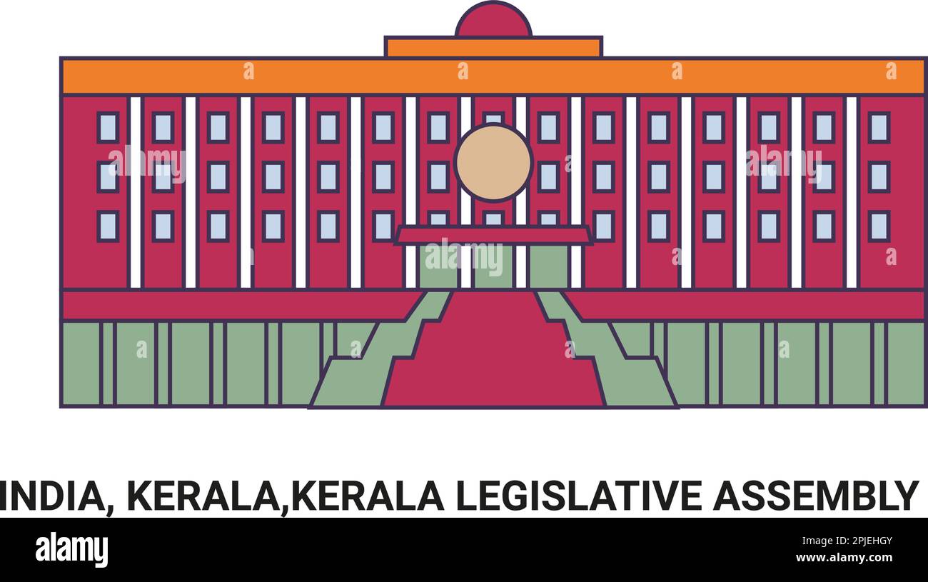 Indien, Kerala, Kerala Legislative Assembly, Reise-Wahrzeichen-Vektordarstellung Stock Vektor