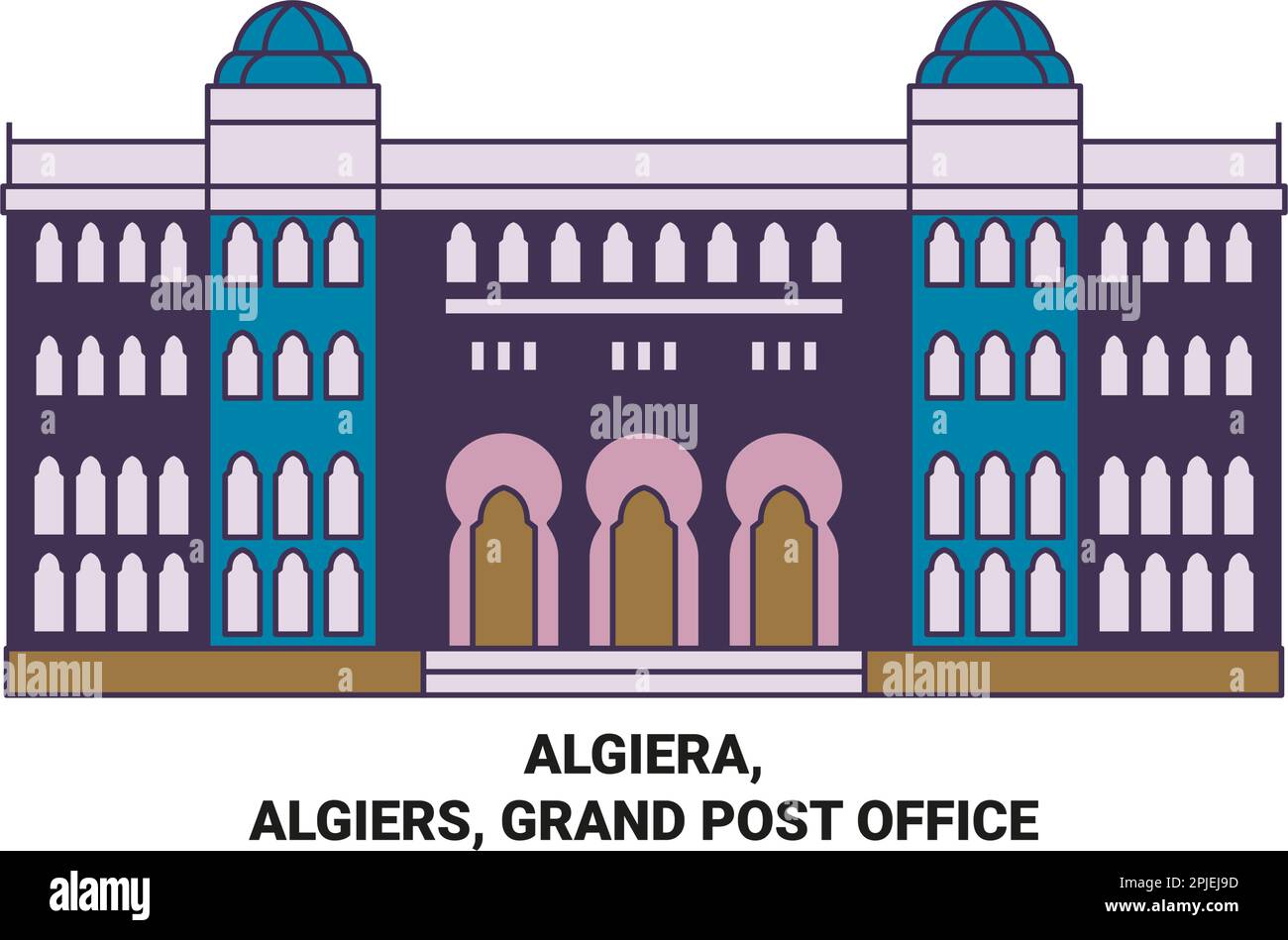 Algiera, Algier, Grand Post Office Reise Landmark Vektordarstellung Stock Vektor