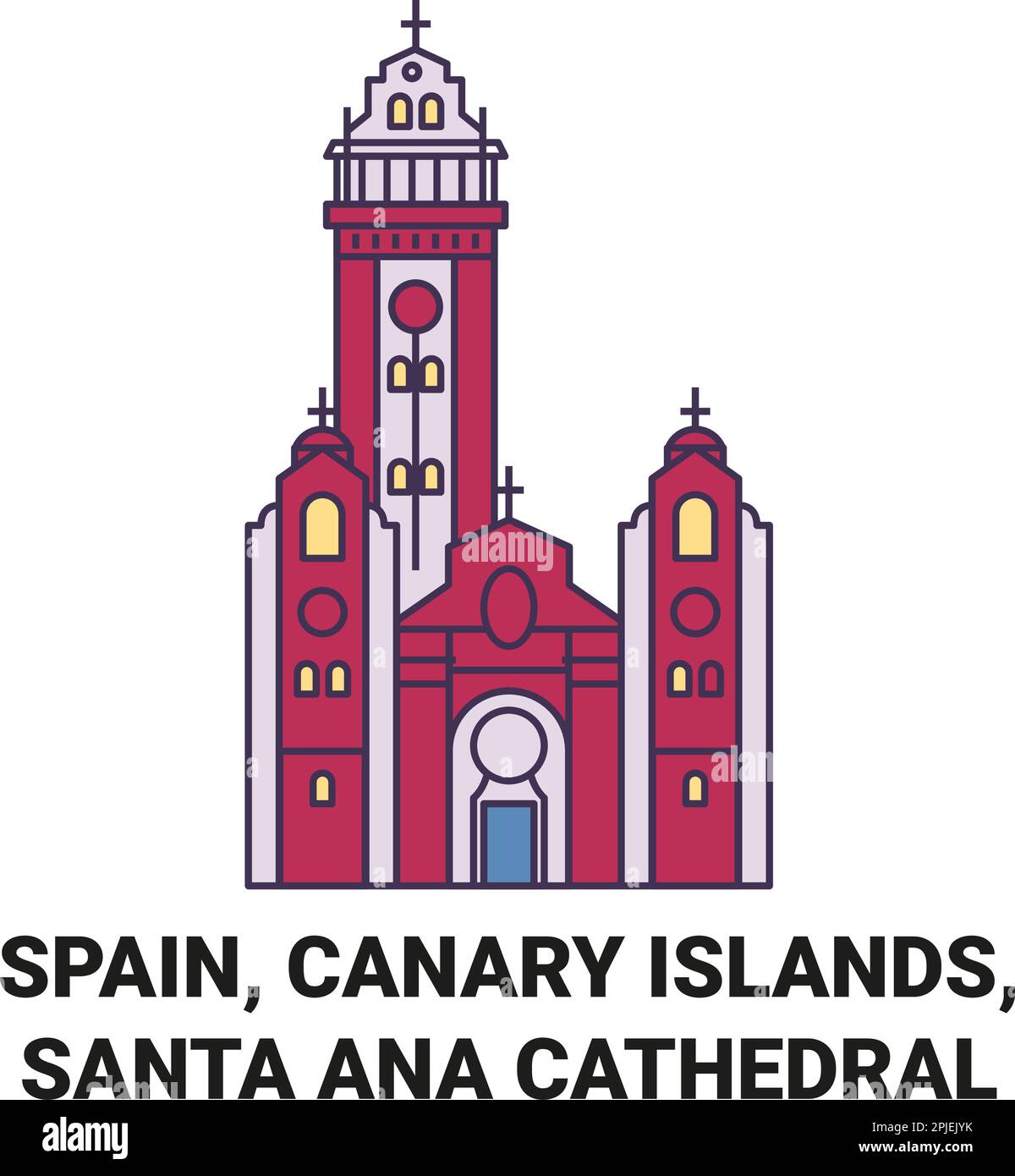 Spanien, Kanarische Inseln, Santa Ana Kathedrale reisen Wahrzeichen-Vektordarstellung Stock Vektor