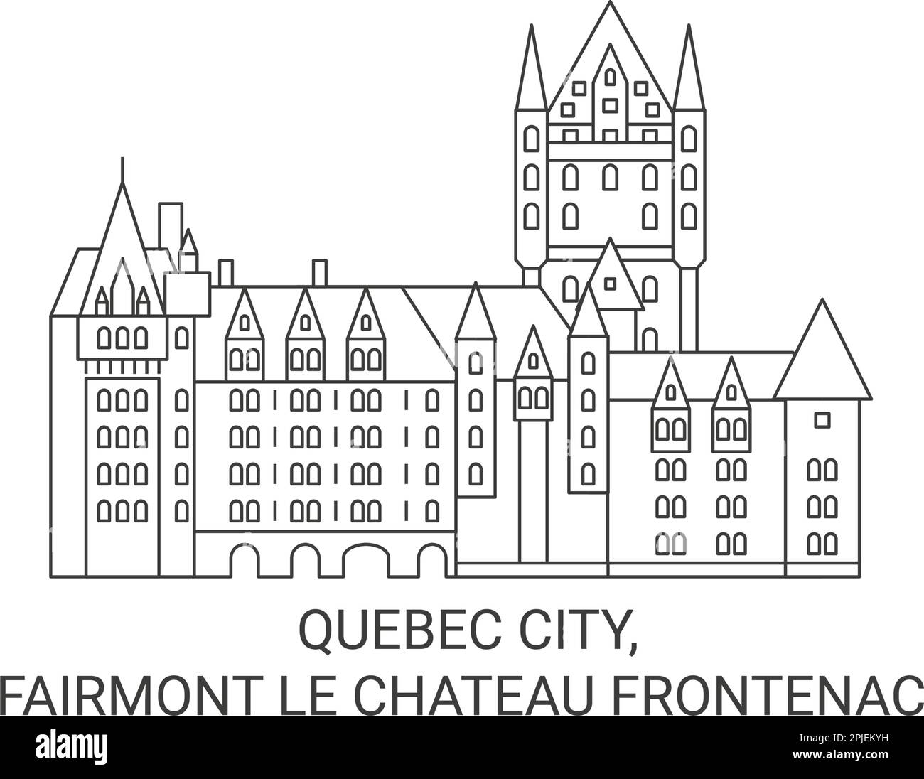 Vektorgrafik für Reisen nach Kanada, Quebec City, Fairmont Le Chateau Frontenac Stock Vektor