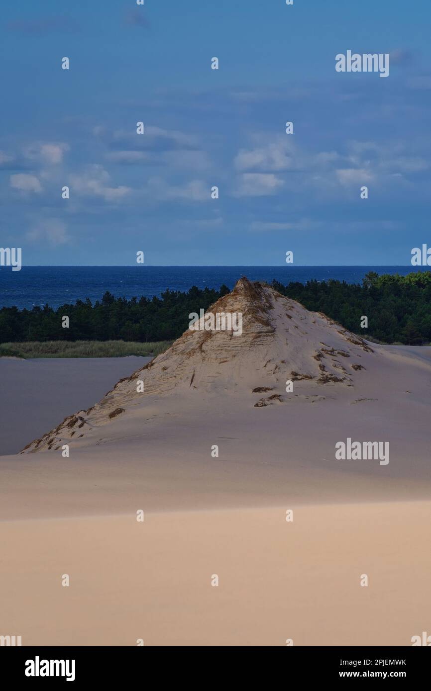 Wunderschöne Urlaubslandschaft am Meer. Bewegliche Dünen in der Wüste im Slowinski-Nationalpark in Leba, Polen. Stockfoto