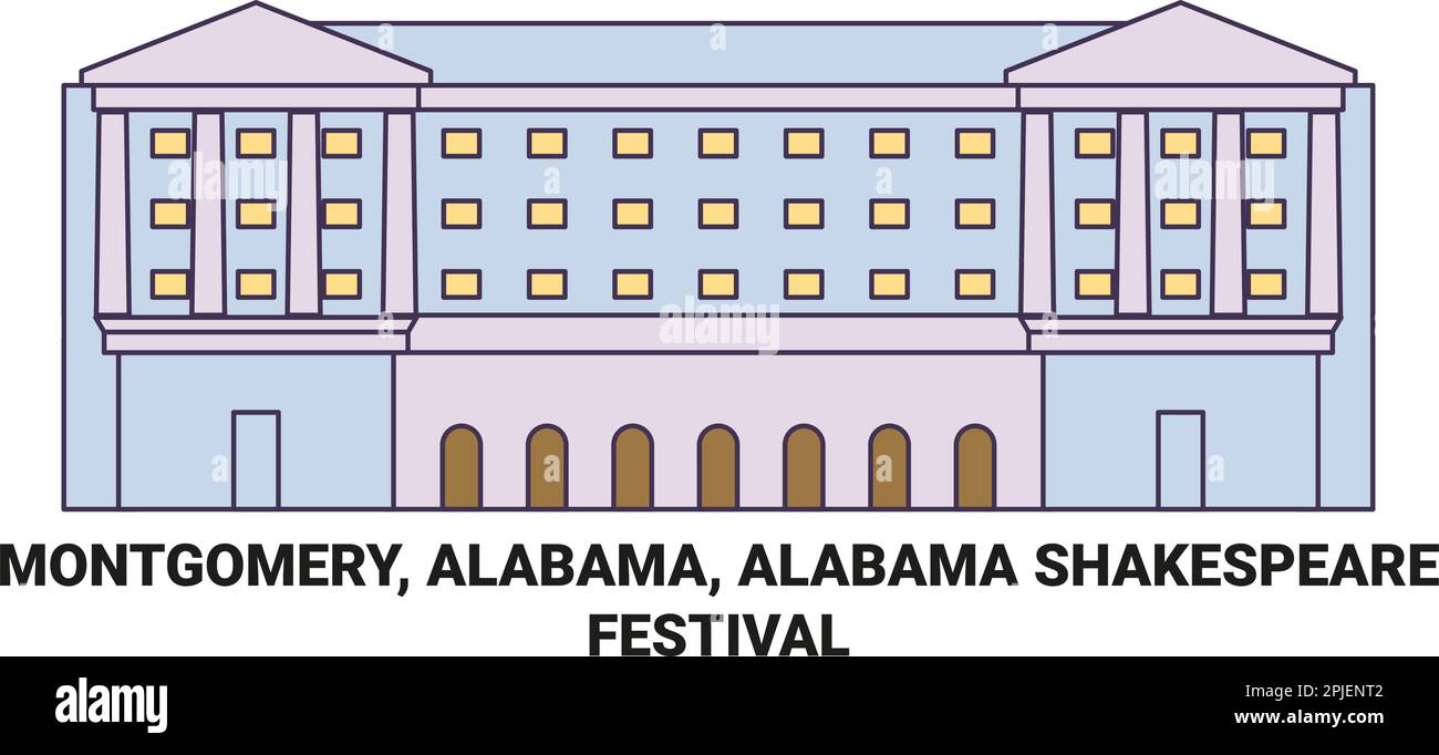 Vereinigte Staaten, Montgomery, Alabama, Alabama Shakespeare , Festival Travel Landmark Vector Illustration Stock Vektor